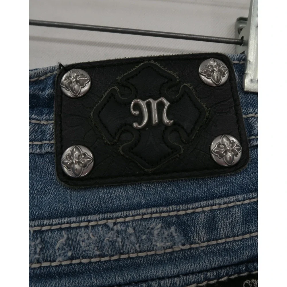Miss Me Signature Americana Sequin Flag Denim Shorts Blue 29